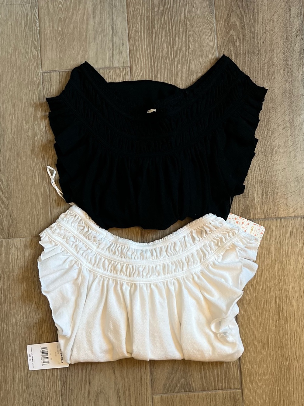 We The Free Black + White Smocked Off-Shoulder Tops (Set of 2)